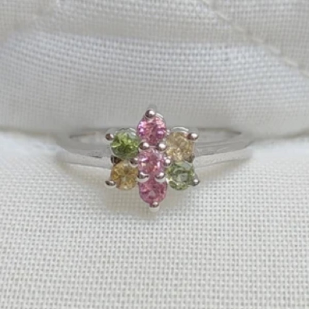 Multi Gemstone Flower Ring